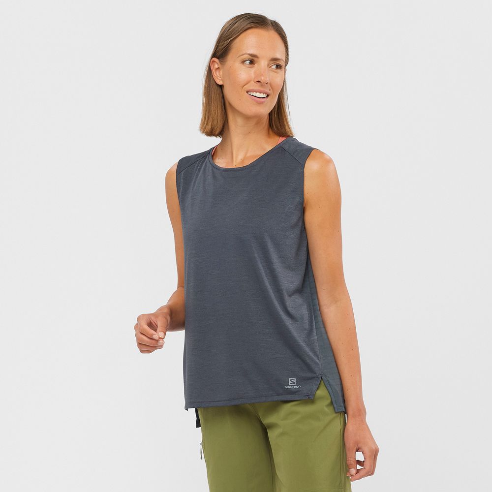 Salomon Singapore Womens Tank - OUTLINE SUMMER Dark Gery | 04165-MCTG